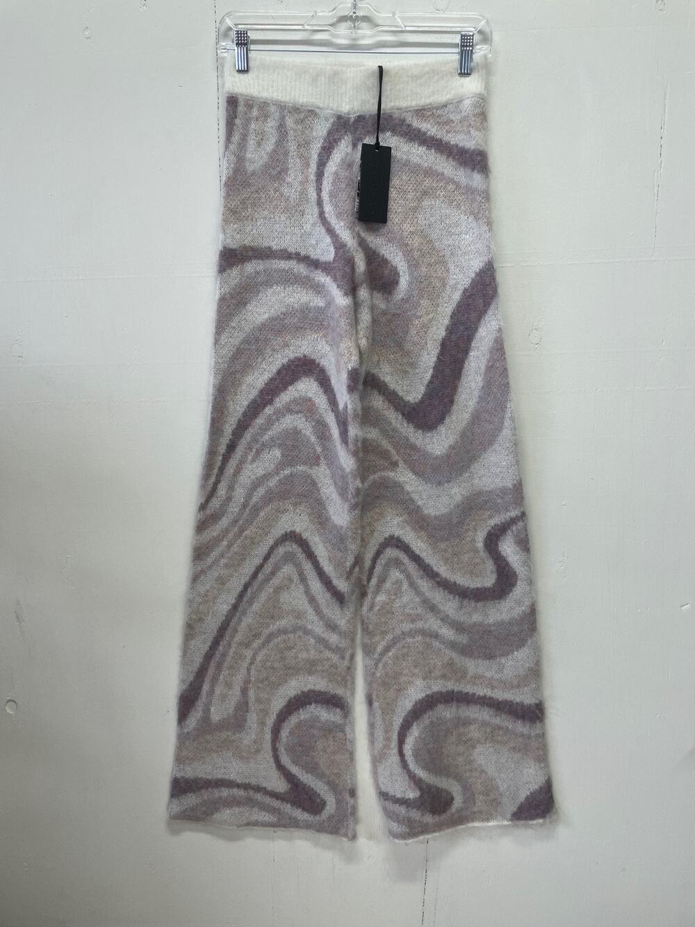 Twenty Montreal Cream & Purple Swirl Women's Wide Leg Fuzzy Pants Size XS NWT